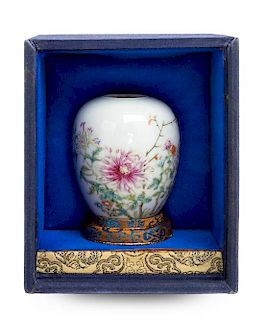 A Famille Rose Porcelain Jar Height 3 inches.