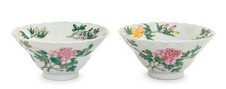 * A Pair of Famille Rose Porcelain Bowls Diameter of each 3 7/8 inches.