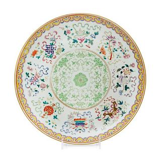 A Famille Rose Porcelain 'Bajixiang' Plate Diameter 13 1/4 inches.