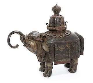A Bronze Elephant-Form Censer Height 14 3/4 inches.