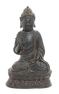 * A Bronze Figure of Shakyamuni Buddha Height 10 1/4 inches.