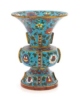 A Cloisonne Enamel Zun Vase Height 7 1/2 inches