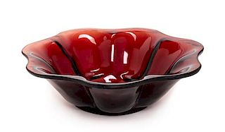 A Ruby-Red Glass Floriform Bowl Diameter 7 1/2 inches.
