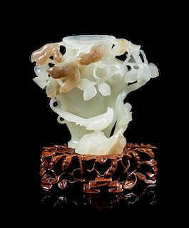 * A White and Russet Jade Vase Height 3 1/2 inches.