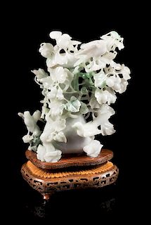 * A Jadeite Covered Vase Height 6 3/4 inches.