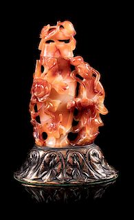 * An Agate Covered Vase Height 7 1/2 inches.