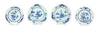 * Two Pairs of Chinese Export Blue and White Porcelain Plates Diameter of larger 10 inches.