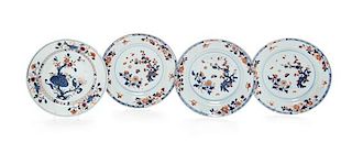 * Four Chinese Export Porcelain 'Imari' Pattern Plates Diameter of each 9 inches.