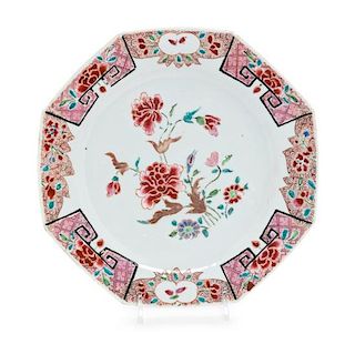 * A Chinese Export Famille Rose Porcelain Octagonal Plate Diameter 8 inches.