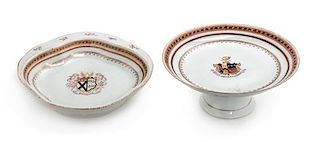 * Two Chinese Export Armorial Articles Diameter of larger 10 1/2 inches.