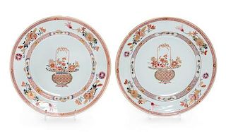* A Pair of Chinese Export Famille Rose Porcelain Plates Diameter 8 3/4 inches.