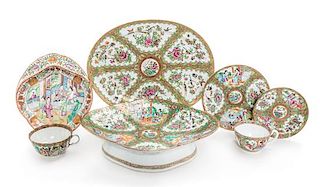 * Twenty-Seven Chinese Export Rose Medallion Tea and Dinner Service Length of the largest 16 1/2 inches.