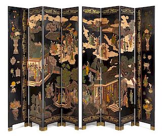* A Large Coromandel Floor Screen Each height 84 x width 16 inches.