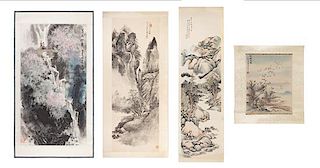 * Four Woodblock Prints, (20TH CENTURY), Landscapes