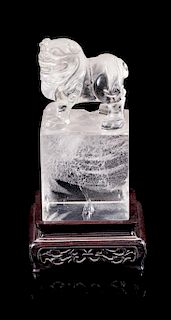* A Rock Crystal Seal Height 5 inches.