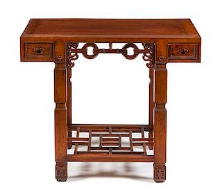 A Huanghuali Altar Table Height 28 x widht 32 1/2 x depth 16 1/2 inches.