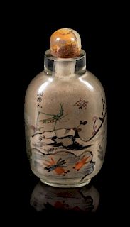 An Inside Painted Glass Snuff Bottle Height 2 3/8 inches.