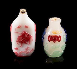 * Two Peking Glass Snuff Bottles Height of larger 2 1/2 inches.