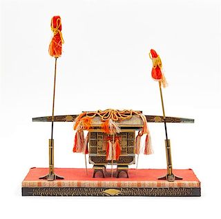 A Miniature Lacquer Carriage for the Girls' Festival Length 12 inches.