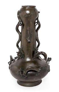 A Large Chinese Bronze Vase Height 21 1/2 inches.