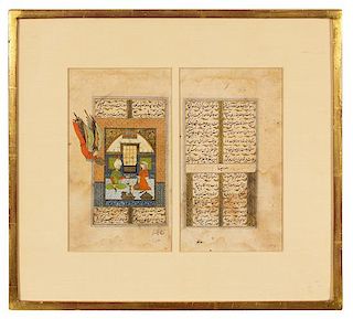 A Persian Illustrated Manuscript Leaf Height 8 1/2 x length 4 3/4 inches (each image).