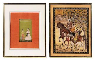 Four Indian Paintings 12 x 9 1/2 inches (largest image).