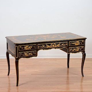 Louis XV style chinoiserie lacquer bureau plat