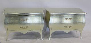 Vintage  Pair Of Silvered Commodes Signed Jimeco