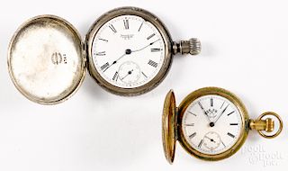 Coin silver Waltham Watch Co. pocket watch, etc.