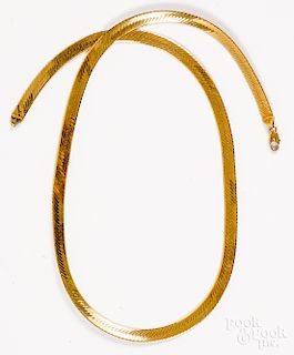 14K yellow gold herringbone necklace
