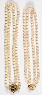14K yellow gold and opal two-strand pearl necklace, etc.