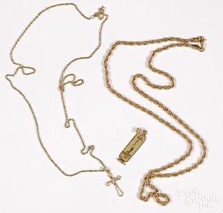 Two 14K yellow gold necklaces, etc.