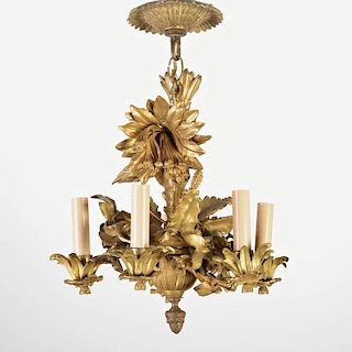 Unusual Napoleon III bronze cactus-form chandelier