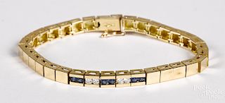 18K yellow gold diamond and gemstone bracelet