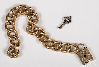 14K rose gold locket bracelet