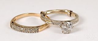 Two 14K gold diamond rings
