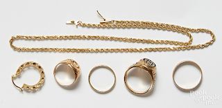 Group of 10K yellow gold jewelry