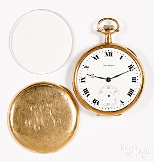 14K gold Waltham open-face pocket watch