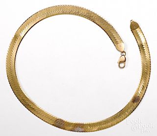 10K yellow gold herringbone necklace