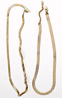 Two broken 14K yellow gold necklaces