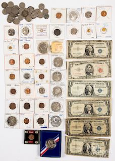 Miscellaneous US coins, currency, etc.