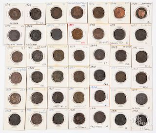 Collection of eighty three US large cents.