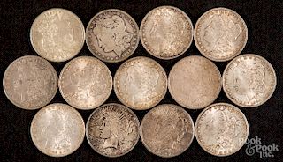 Eleven Morgan silver dollars, etc.