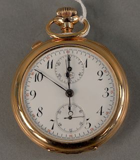 Agassiz chronometer open face pocket watch, gold filled, 52.mm