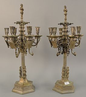 Pair of Gothic style candelabra. ht. 28 in. Provenance: From an estate in Lloyd Harbor, Long Island, New York