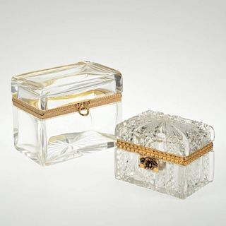 (2) Baccarat style cut crystal boxes