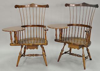 Pair of Frederick Duckloe Bros. writing arm Windsor chairs.