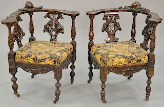 Pair of Continental corner chairs. Provenance: From an estate in Lloyd Harbor, Long Island, New York