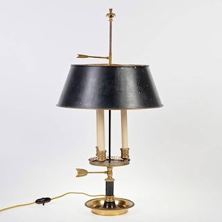 Empire gilt, patinated bronze bouillotte lamp