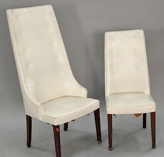Set of twelve vinyl upholstered chairs in two sizes. ht. 42 in. & 54 in.